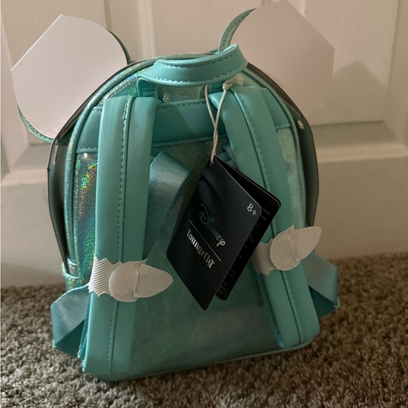 Disney Loungefly Minnie Mouse Blue Sequin mini backpack NWT - Picture 4 of 6